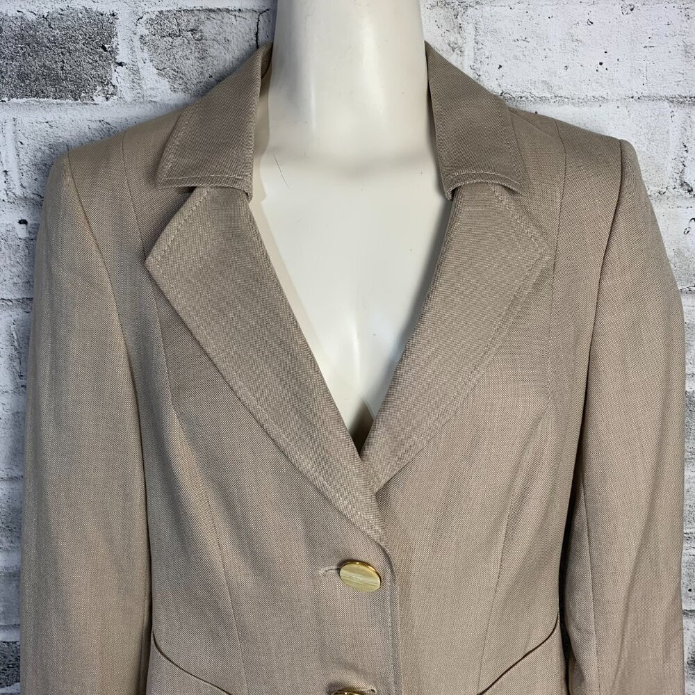 Escada Silk Wool Cotton Blend Earthy Toned Two Button Structured Blazer Coat - Picture 2 of 16